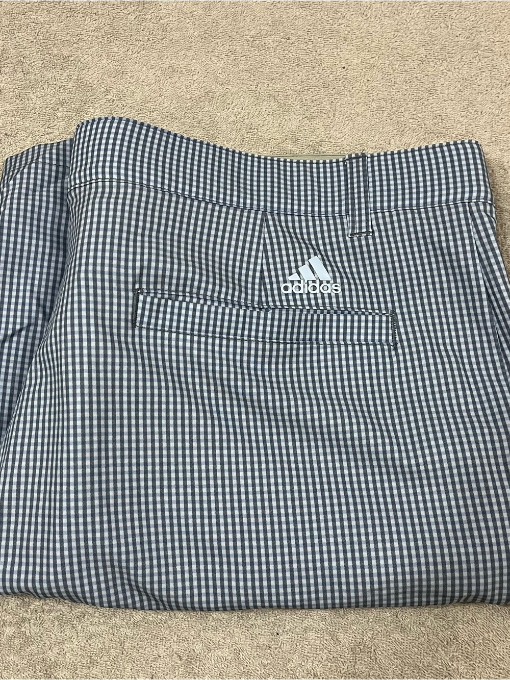 Adidas Ultimate 365 Golf Shorts Men’s 38 Blue Gray Gingham Check 9” Inseam
